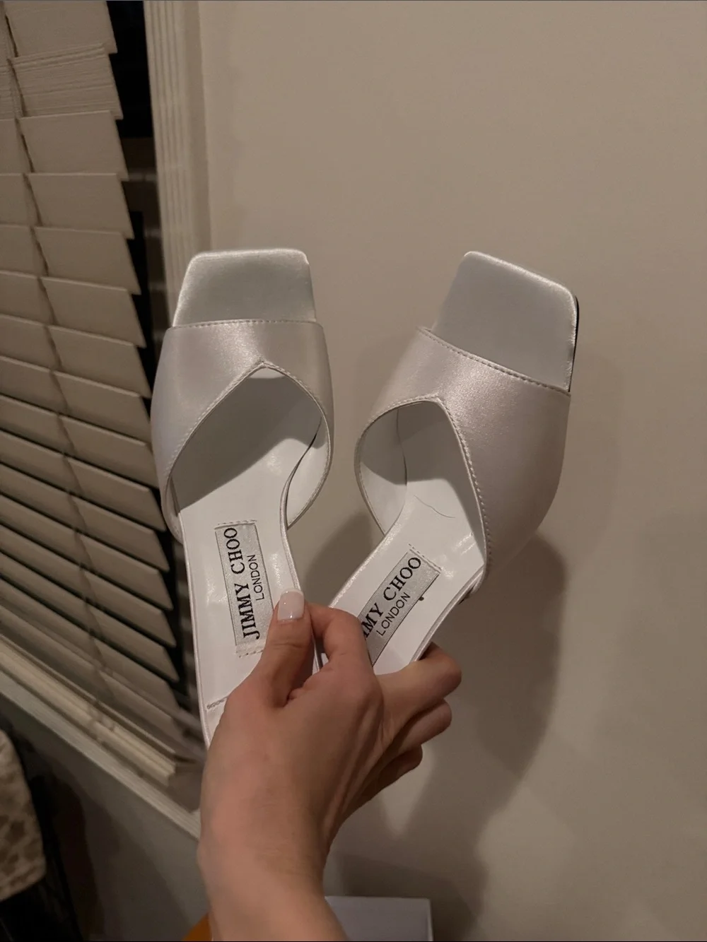 Jimmy Choo White Satin Slide Mules - Picture 5 of 5